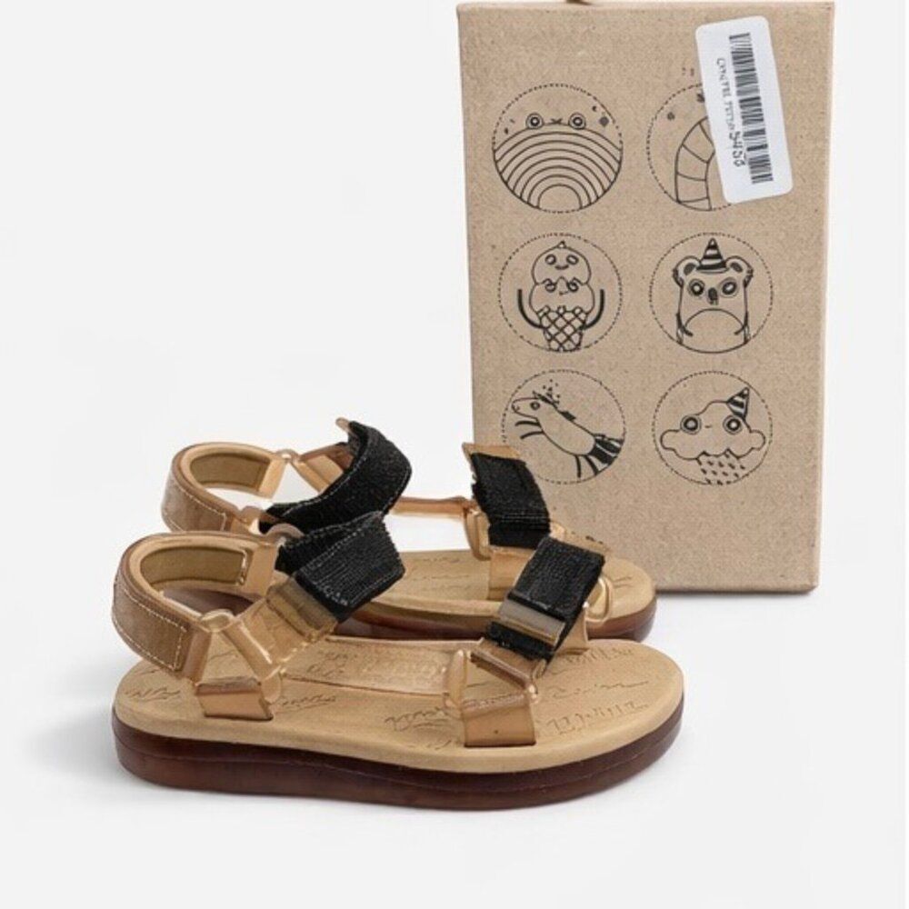 Mini Melissa Toddler Mini Papete + Rider BB Sandal 7 Beige Black NIB